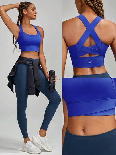 GLOWMODE FeatherFit™ Sculpt Full Coverage Side Support Wide Strap Crossover Sports BH Verlichting Low Impact Yoga view 8