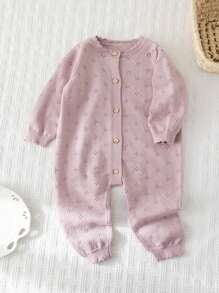 Cozy Pixies Baby Girl Floral Pattern Round Neck Ruffle Long Sleeve Jumpsuit,In Fall/Winter - Dusty Pink - View 4