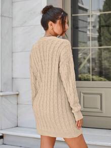 RueChic Bộ áo len dệt kim toàn bộ, váy và áo len cardigan thiết kế cho nữ - màu nâu - Xem 2