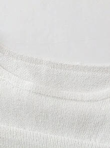 SHEIN LUNE Suéter casual de hombros abiertos de manga larga con dobladillo asimétrico de unicolor para mujeres de tallas grandes