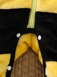 男婴服装可爱拼布蜜蜂连帽连体衣冬季服装 - 彩色 - 查看 7