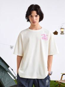 In My Nature Men's Casual Round Neck Short Sleeve Letter Print Outdoor T-Shirt - White - View 5