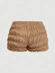 SHEIN MOD Short miniatura con volantes y lazo para mujer de talla grande con estampado de tomate