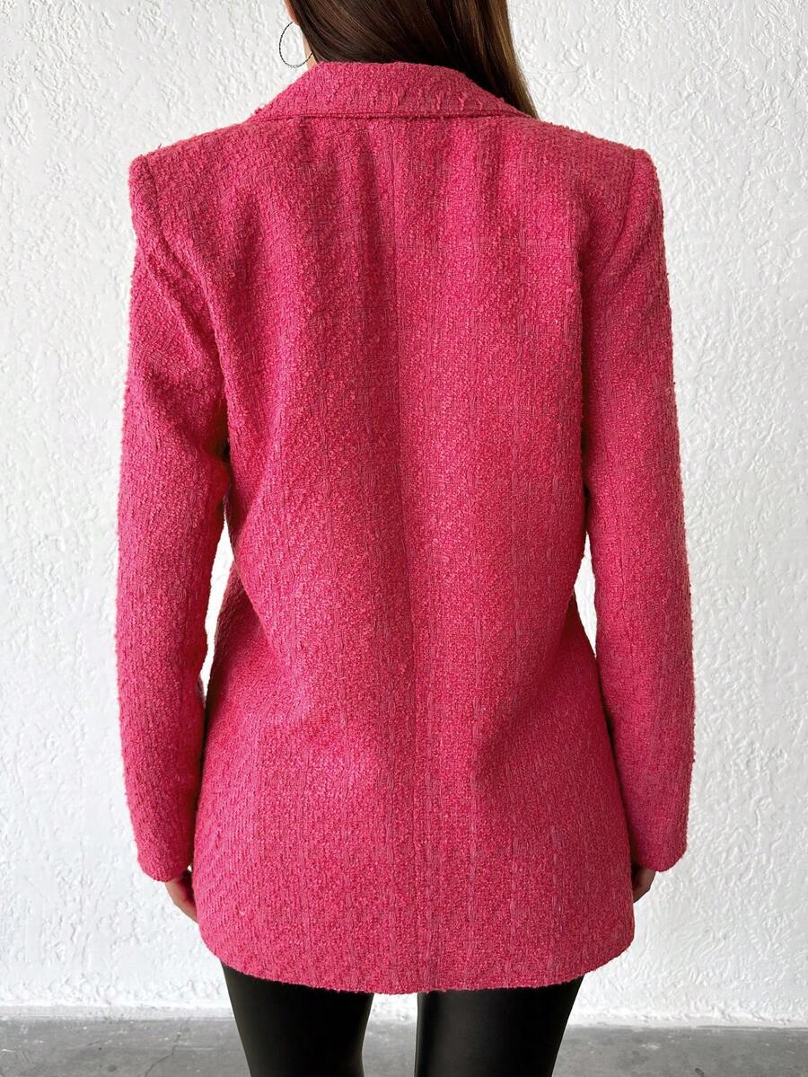 Lapel Neck Single Button Blazer SHEIN USA