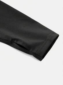 SHEIN 2pcs Tween Girls Casual Open Front Solid Color Jacket And Pleated Hem Skirt Sports Set - Black - View 6