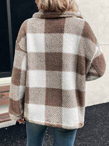 EMERY ROSE Áo khoác tay dài in họa tiết kẻ caro cài nút phía trước, Thu/Đông - Nhiều màu - Xem 2