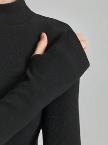 Ontre Women's Color Block Long Sleeve High Neck Pleated Dress, Elegant Women Fall Dresses For Occasion - Black and White - View 5