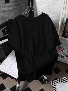 Teen Girls' Casual Graphic Letter Print Short Sleeve T-Shirt, Summer - Black - View 2