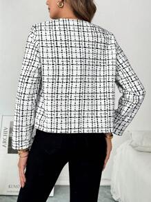 SHEIN Clasi Chaqueta casual con botones frontales y mangas largas para mujer