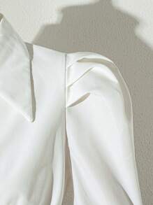 Teen Girl MOD Retro French Renaissance Puff Sleeve White Blouse, Versatile - White - View 5