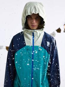 In My Nature 男士休闲字母印花撞色连帽户外夹克，春秋