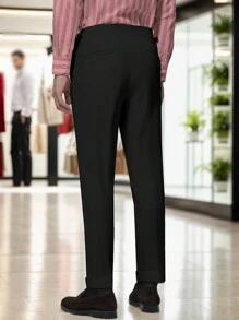 Calvornis Slim Fit Suit Pants With Slanted Pockets For Men, Men Dress Pants, Men Baggy Dress Pants, Dress Pants - Black - View 2