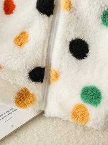 Young Girl Fashionable Elegant Jacquard Colorful Polka Dot Fluffy Coat, Suitable For Birthday Gift, New Year Gift, Christmas, Party, Outings, Vacation, Daily Wear, Fits Summer, Autumn, Spring, Fashion , Cute, Sweet Girl