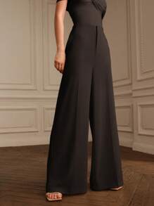 Anewsta Summer New Casual Straight-Leg Relaxed Fit Suit Pants - Coffee Brown - View 1