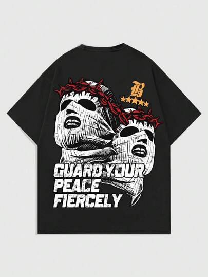 Street Life Chapeau balaclava imprimé T-shirt homme style vintage haute rue