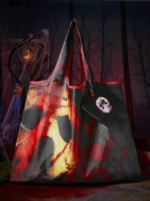 WB Horror X SHEIN Bolsa de compras plegable de colaboración, Halloween, bolsas de Halloween perfectas para fiestas de disfraces que combinan con los disfraces de Halloween - Multicolor - Ver 2
