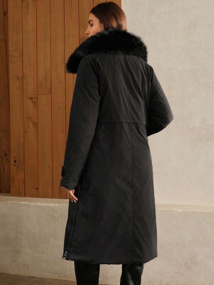 膝丈 ウエスト絞り 人工毛衿ジャケット レディース用