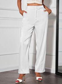 SHEIN SXY Elegante sexy satijnen jurkbroek, dames zomer- en herfstfeest palazzobroek