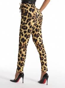 Chiquease Women's Casual Leopard Print Drawstring Waist Leggings Fall Cloth For Women - Multicolor - View 4