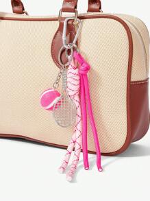 SHEIN ICON Fashionable, Personalized, Sweet And Cool Girls, Y2k, Multicolor, Braided Rope, Tennis And Racket Combinations Bag Charm - Multicolor - View 4
