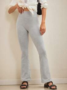 Activina Của phụ nữ Màu thuần Thắt lưng rộng Quần thể thao - Xám - Xem 4