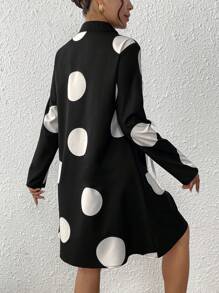 Xyvia 女式立领圆点系带纽扣设计连衣裙