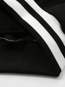 PAVTROS 男士前扣开合长袖休闲图案印花夹克，男士夹克，秋冬男士，冬季男士夹克，男友礼物，有趣的黑色外出图案长袖棒球夹克 - 黑色 - 查看 3