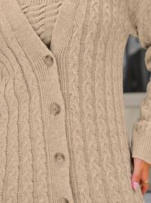RueChic Bộ áo len dệt kim toàn bộ, váy và áo len cardigan thiết kế cho nữ - màu nâu - Xem 3