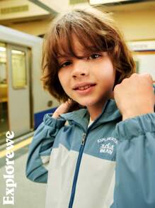 SHEIN Outdoor Casual Style Multi-Color Patchwork Design Wind-Resistant Warm Jacket, Suitable For Outdoor Activities, Play And Leisure