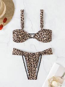 Swim SXY Women Leopard Print Sexy Bikini Swimwear Set (Random Pattern) - Summer Beach - Multicolor - View 3