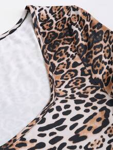 SHEIN Unity 1pc Animal Leopard Print Bodycon Dress With Sweetheart Neck - Multicolor - View 4