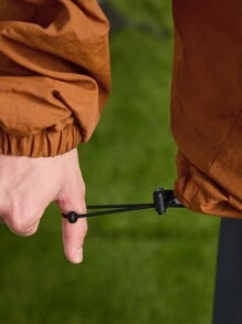 In My Nature Men's Letter Printed Raglan Sleeve Loose Fit Casual Hooded Outdoor Jacket