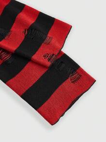 Harley Quinn | ROMWE Letter Pattern Striped Distressed Pullover Sweater For Women - Multicolor - View 4