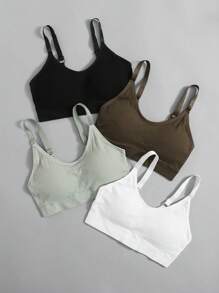 Easithlete 4pcs Seamless Medium Support  Sports Bra - Multicolor - View 3