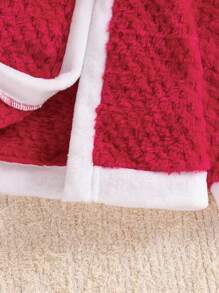 Infant Girls' Christmas Red Casual Fleece Hooded Jacket - Red and White - View 4