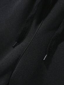 Manfinity Homme Quần nỉ nam in chữ rút dây màu đen thường ngày - màu đen - Xem 4