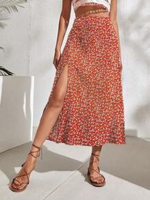 Breezaya Váy xẻ cao họa tiết hoa nhỏ xinh cho nữ khi đi nghỉ - Nhiều màu - Xem 3