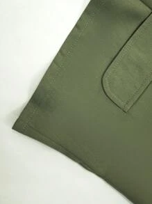 Flirla Bộ vest vest ôm vừa vặn một hàng khuy đơn cổ vai màu trơn cỡ lớn dành cho nữ - xanh quân đội - Xem 6