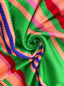 SHEIN LUNE Women Summer Casual Contrast Color Stripe Mini Dress - Multicolor - View 7