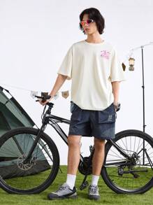 In My Nature Men's Casual Round Neck Short Sleeve Letter Print Outdoor T-Shirt - White - View 7