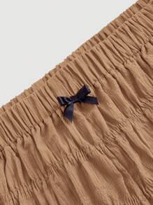 SHEIN MOD Short miniatura con volantes y lazo para mujer de talla grande con estampado de tomate