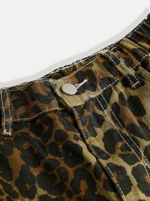 SHEIN Teen Girl Y2K Streetwear Low Waist Leopard Print Jeans
