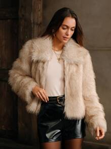 Anewsta 蓬松蓬松短款经典女士夹克