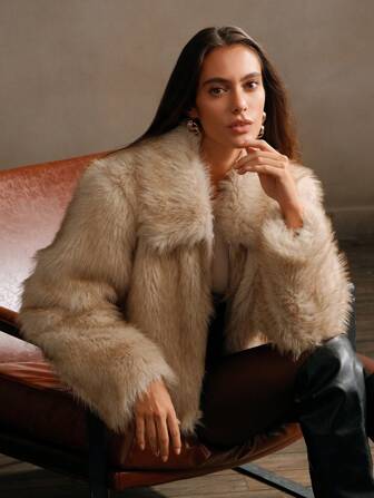 SHEIN ファージャケット ファー　アウター　ジャケット メンズ フェイクファーコート | ファッション メンズ フェイク