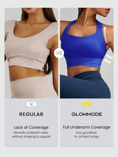 GLOWMODE FeatherFit™ Sculpt Full Coverage Side Support Wide Strap Crossover Sports BH Verlichting Low Impact Yoga view 3