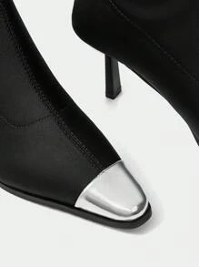 MOTF PREMIUM 女士秋季优雅黑色高跟及膝靴 - 黑色 - 查看 7