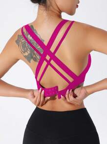 Easithlete 無縫背心運動胸衣 - 玫紅色 - 查看 3