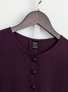 Al Najma 2pcs Women Casual Open Front Long Sleeve Jacket And Sleeveless Dress Set, Spring Autumn 2 Pieces Set - Purple - View 3