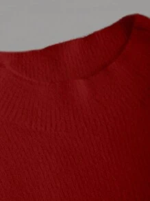SHEIN Unity Women's Summer Solid Stand Collar Side Tie Hem Sleeveless Fitted Knit Top - Burgundy - View 7