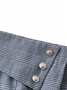 SHEIN Clasi Plus Size Asymmetrical Waist Plaid Pants, Autumn/Winter - Blue - View 3